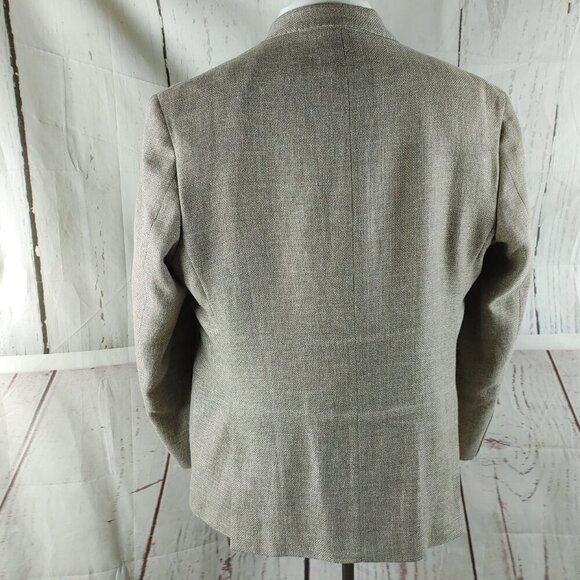 Joseph Abboud 46R Linen Blend 2 Button Grayish Tan Textured Blazer Sport Coat - Picture 6 of 13
